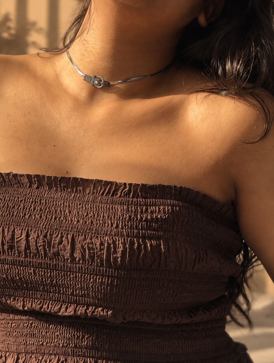 Silver belt necklace