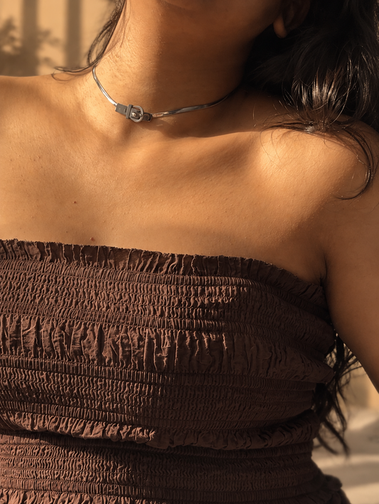 Silver belt necklace
